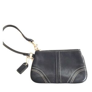 COACH black leather wristlet
